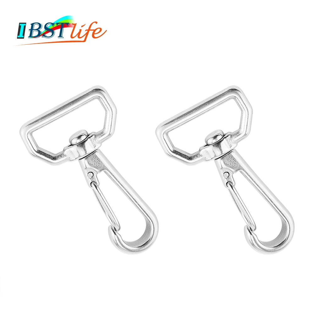 

2PCS Ring Square Eye Swivel Snap Hook Stainless Steel 316 Quick Straping Hook Lobster Clasps Hiking Camping Carabiner Pet Chain