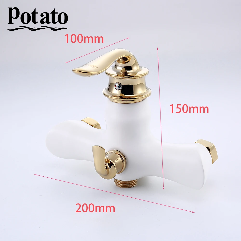 potato bathroom faucets modern hot and cold water 3 colors outlet pipe bath mixer with abs shower faucet head p22219 free global shipping