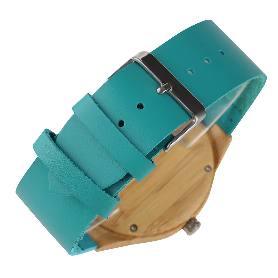

REDFIRE Bamboo Watch Men Chic Blue Genuine Leather Men's Watches Quartz Wristwatches Dropshipping