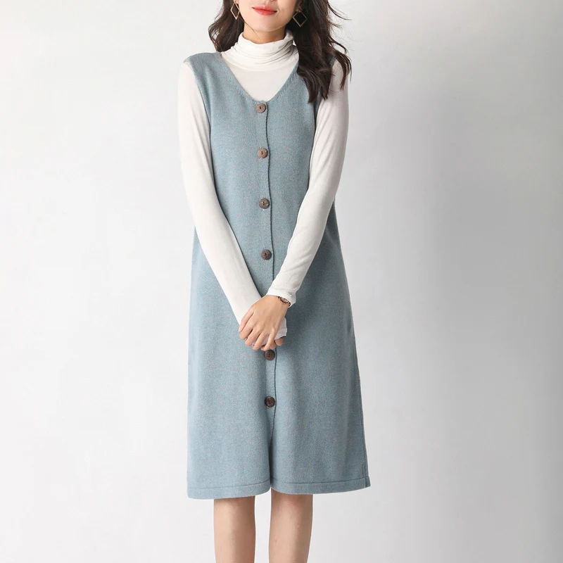 Женская Длинная трикотажная юбка жилет Осеннее модное длинное кашемировое