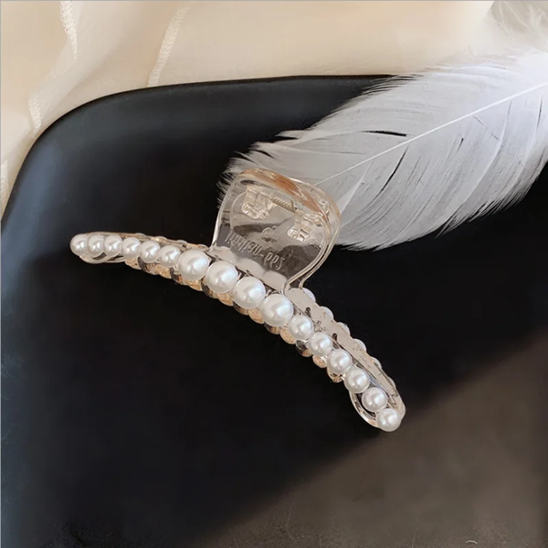 

Hot 1pc Claw Hair Clip Pearl Women Big Hair pin Crab Hair Claws Girls Head-wear Hair Styling Accessories