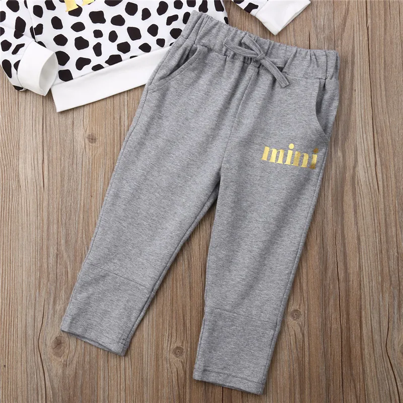 Осенняя одежда для маленьких девочек комплект из 2 предметов леопардовые Топы +