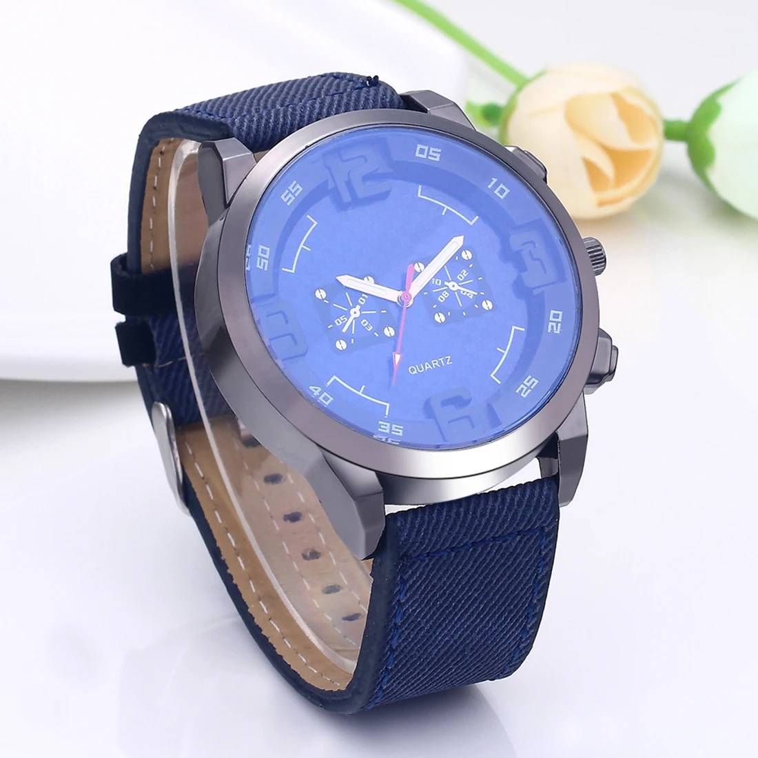 

Relogio Masculino 2020 Fashion Denim Fabric Strap Quartz Watch montre homme Casual Sport Watches Men Wrist Watch Clock Hour