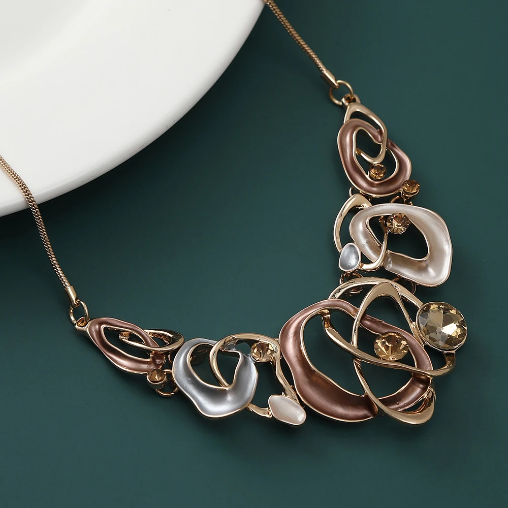 European And American Exaggerated Vintage Necklace Fashion Crystal Irregularity Circle Choker Necklaces Luxury Jewelry | Украшения и