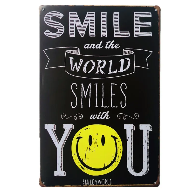 

Smile Vintage Metal Tin Signs Tin Poster Home Wall Decor Cafe Pub Club Home Wall Decor Tin Signs Retro Plaque