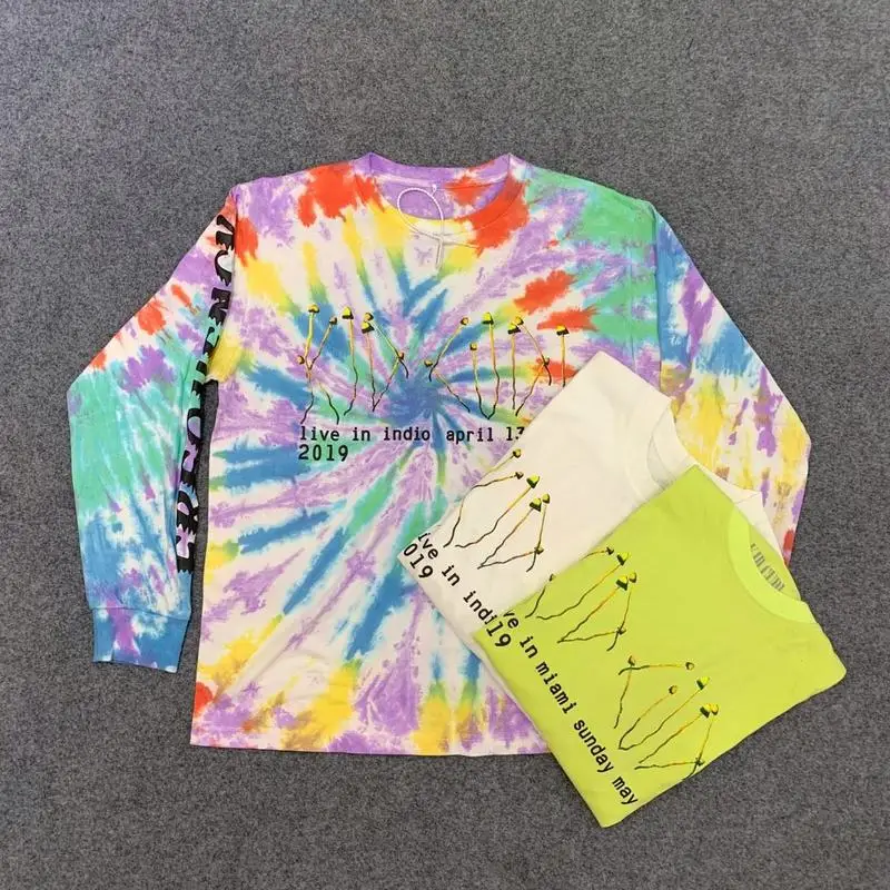 

19SS CPFM XYZ иллюзии Tie Dye рубашка с длинным рукавом 1:1 высокое качество kanye west CPFM футболки для мужчин и женщин уличная одежда хип-хоп рубашка