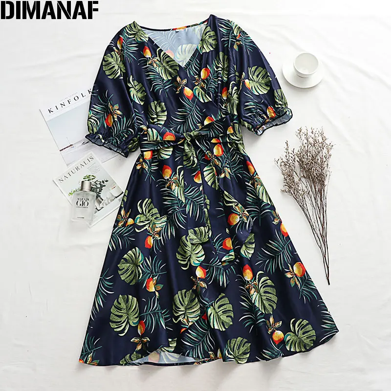 DIMANAF женское платье большого размера летнее Пляжное стильное Vestidos элегантное с