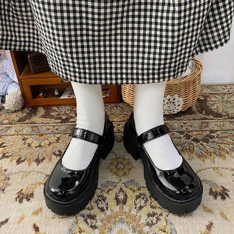 

Womens Derby Shoes Shallow Mouth British Style Female Footwear Clogs Platform Casual Sneaker Round Toe Modis Leather Preppy Retr