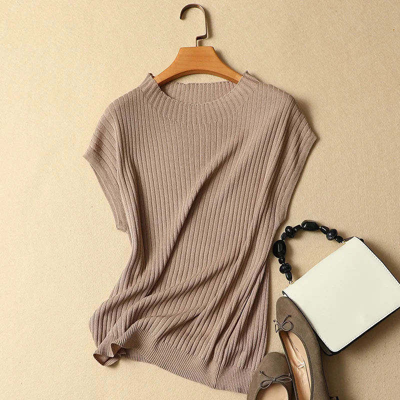 2021 летние новые шелковые трикотажные женские футболки с О-образным вырезом