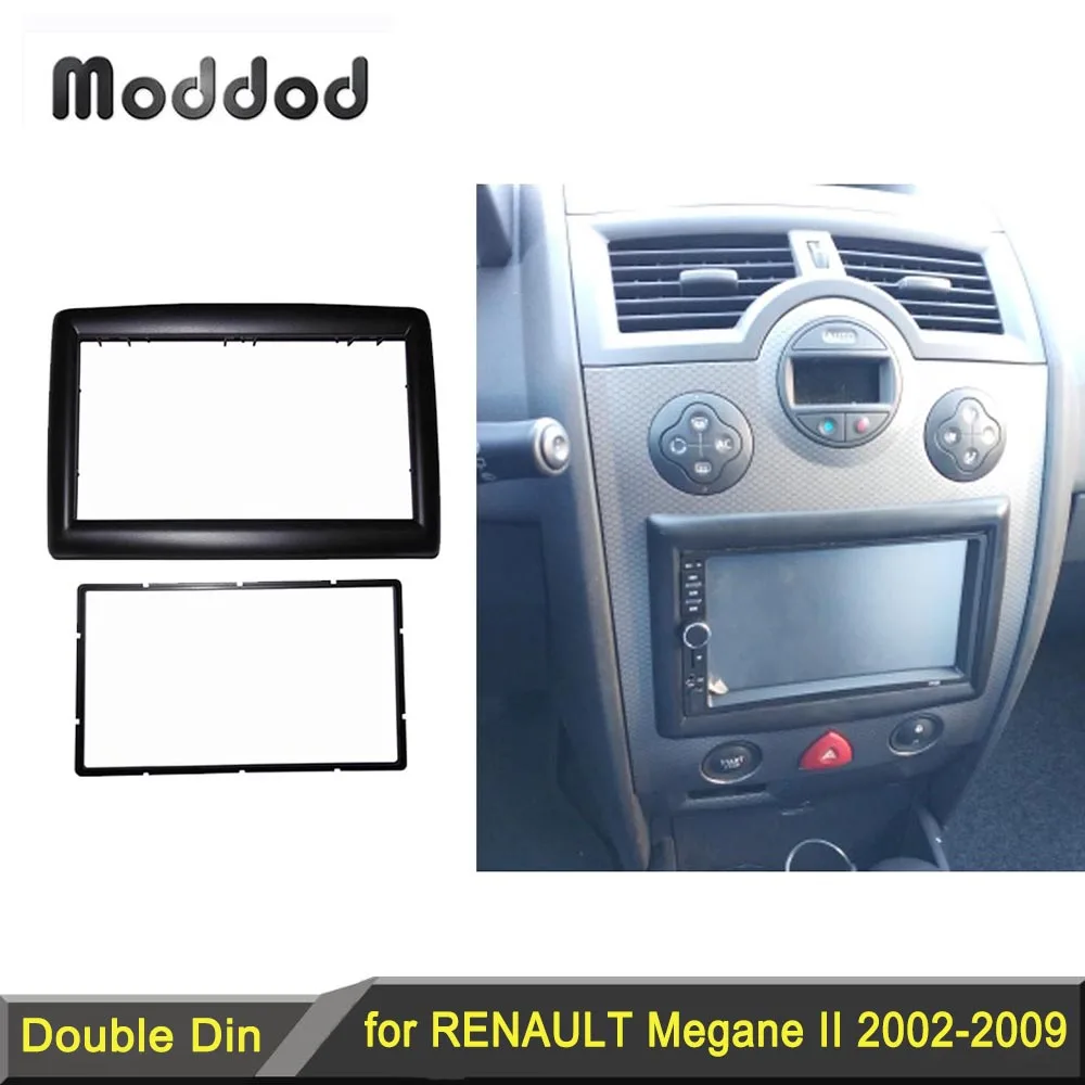 Double 2 Din Radio Fascia for Renault Megane 2 II 2002-2009 Stereo Panel Dash Kit Refitting Installation Trim Face Frame Bezel