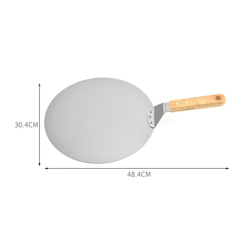 

Anti-Scalding Pizza Shovels Wooden Handle Round Stainless Steel Cake Shovel Baking Tool Kitchen Accessories