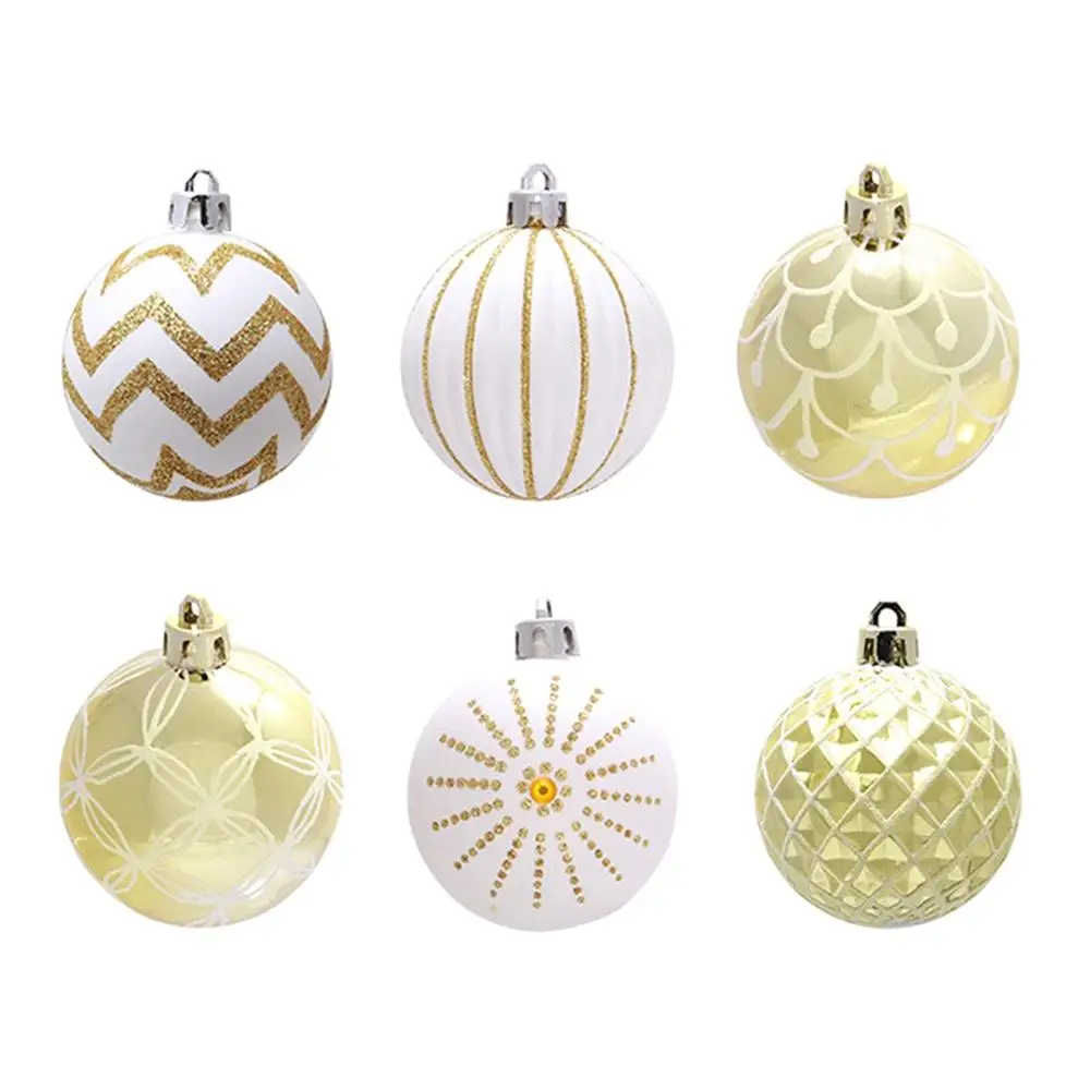 Смешанные Рождественские елочные украшения из белого золота 24 шт. шары для