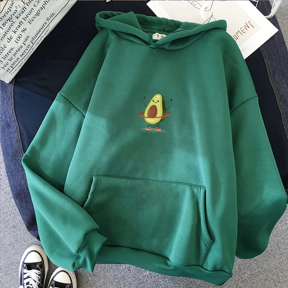 Одежда Angry Avocado, женские толстовки, Повседневная Толстовка с капюшоном, корейские топы с капюшоном, Осенние, с карманами, Polerones, зимние, негабаритные, с принтом, худи