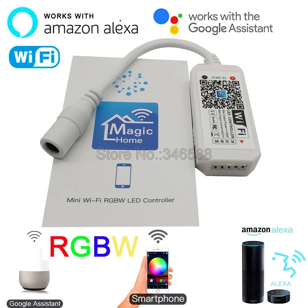 Magic Home Mini Wifi RGBW LED Control ler 5-24 В постоянного тока управление через приложение для