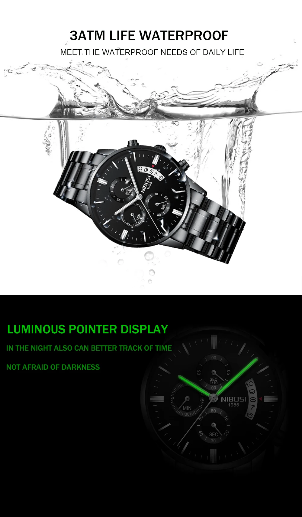 NIBOSI Relogio Masculino Luxury Men Watches Top Brand Men's Quartz Clock Waterproof Sports Chronograph Wristwatches Montre Homme