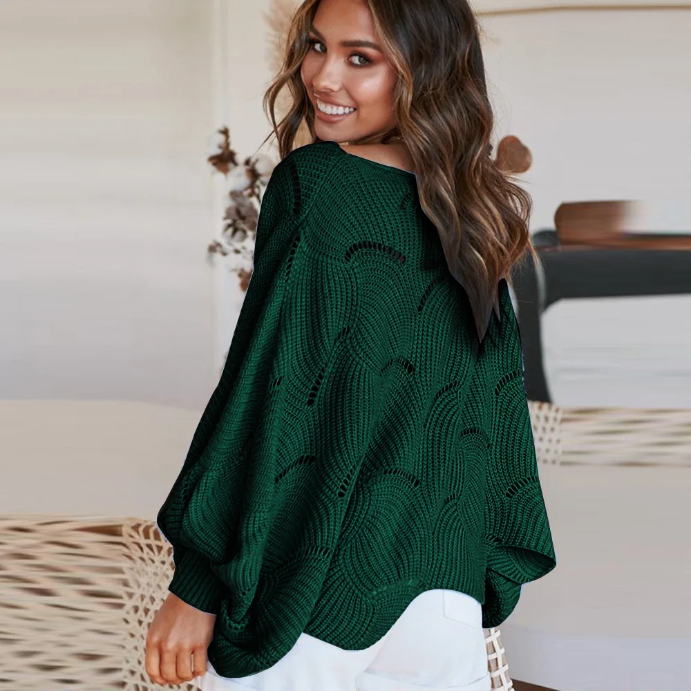 2020 New Women Spring Winter Women's Loose Long Sleeve Hollow-Out Knit Sweater Thin Solid | Женская одежда
