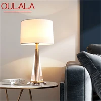 oulala table lamp brass modern simple crystal led fabric desk light decoration for home bedroom