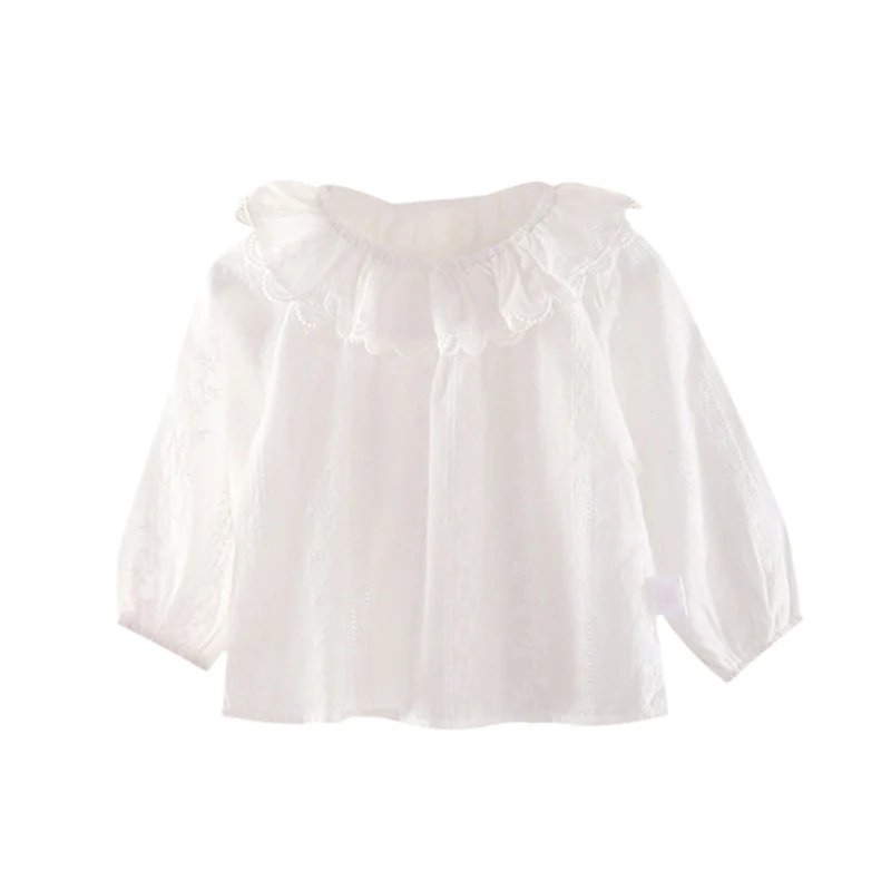 Рубашка для маленьких девочек Повседневная Однотонная рубашка с цветочной
