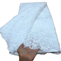 5 yards white african sequins car bone lace net fabric for wedding nigerian occasional sewing wear for wholesale retail 910241