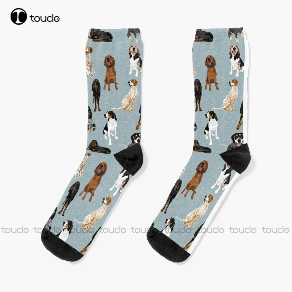 

Coonhounds On Light Blue Socks Unisex Adult Teen Youth Socks Personalized Custom 360° Digital Print Hd High Quality Funny Sock
