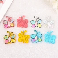 8pieces fashion colorful butterfly charms acrylic 3d print pendant for earring necklace diy making