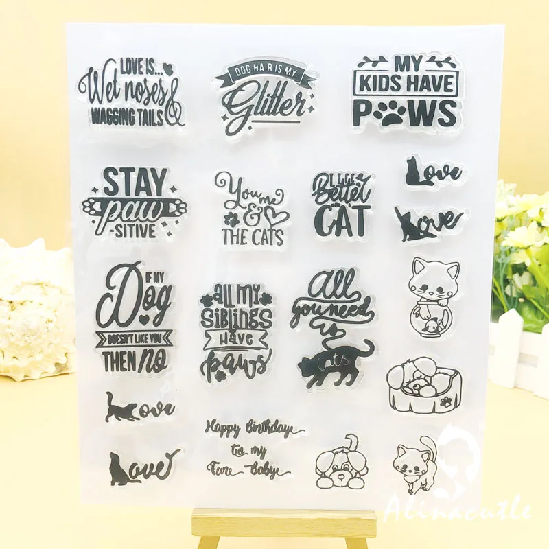 Прозрачные штампы собаки кошки буквы альбом для скрапбукинга бумажный резиновый