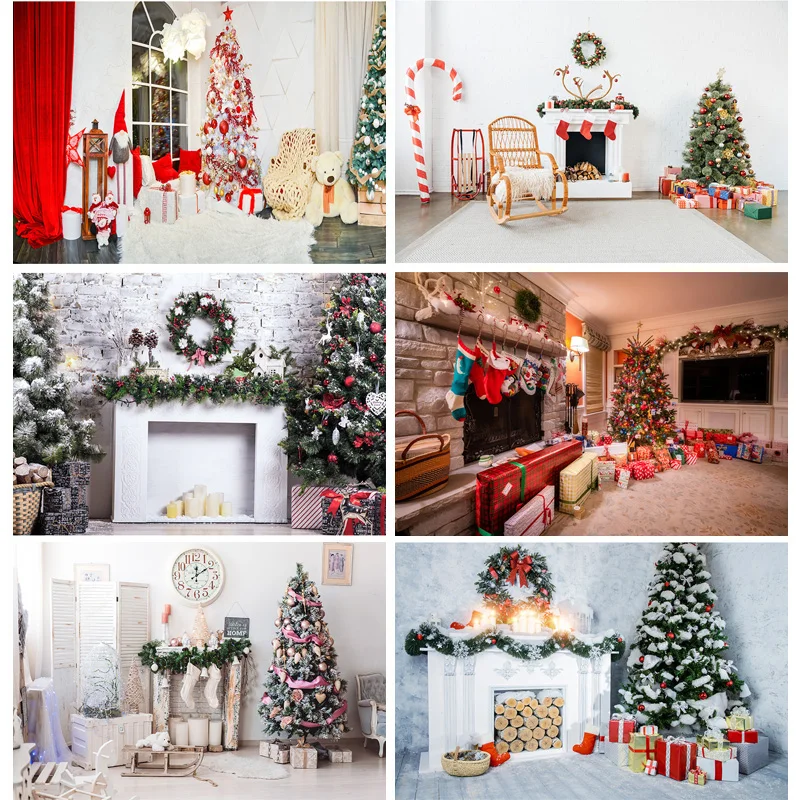 

Art Fabric Christmas Day Indoor Theme Photography Background Christmas Tree Children Backdrops For Photo Studio Props CHM-102