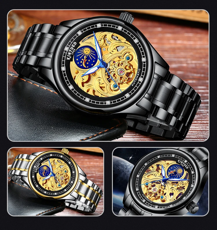 

Men's Watches KINYUED j033 Top Brand Luxury Gold Automatic Mechanical Watch Business Waterproof Clocks For Mens 2020