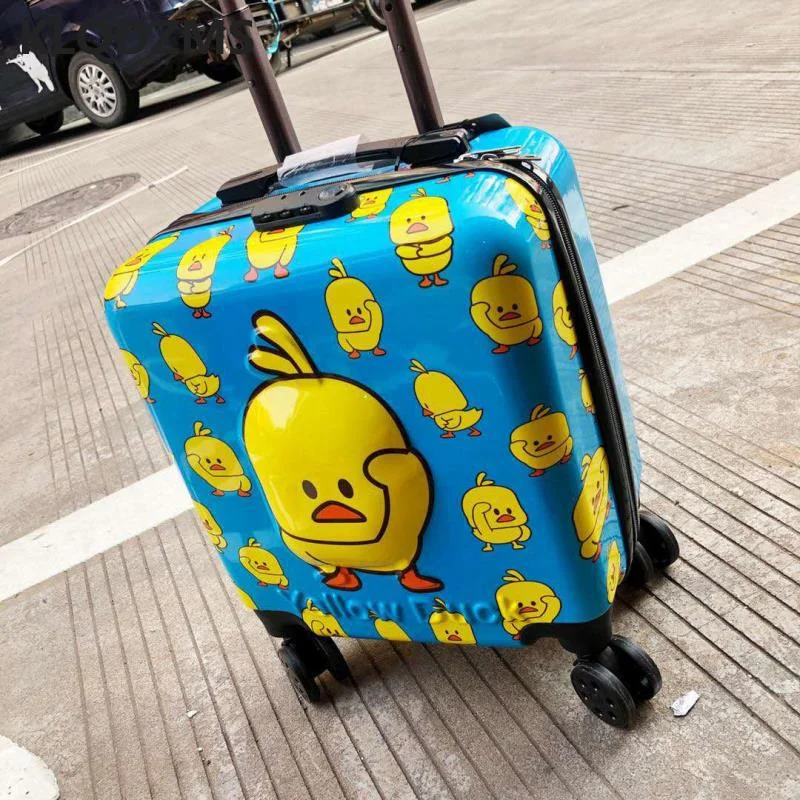 KLQDZMS 18 Inch Cartoon Child Suitcase Fashion Kids Luggage On Wheels Popular Rolling Luggage Young Child Trolley Suitcase Bag