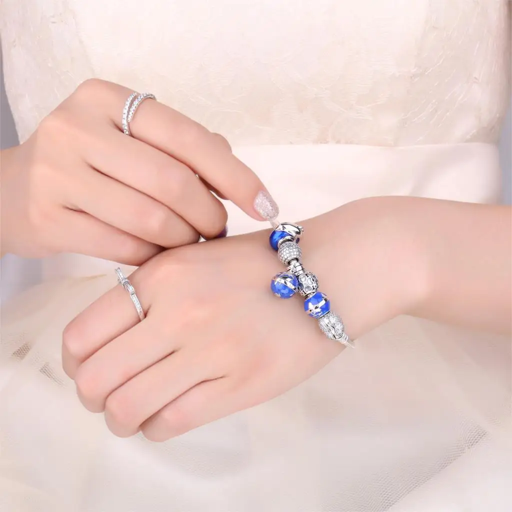 JewelryPalace 925 пробы серебро цветок клевера Искусственный розовый сапфир бусины Шарм Fit Браслеты для Для женщин Новинка; Лидер продаж подарки