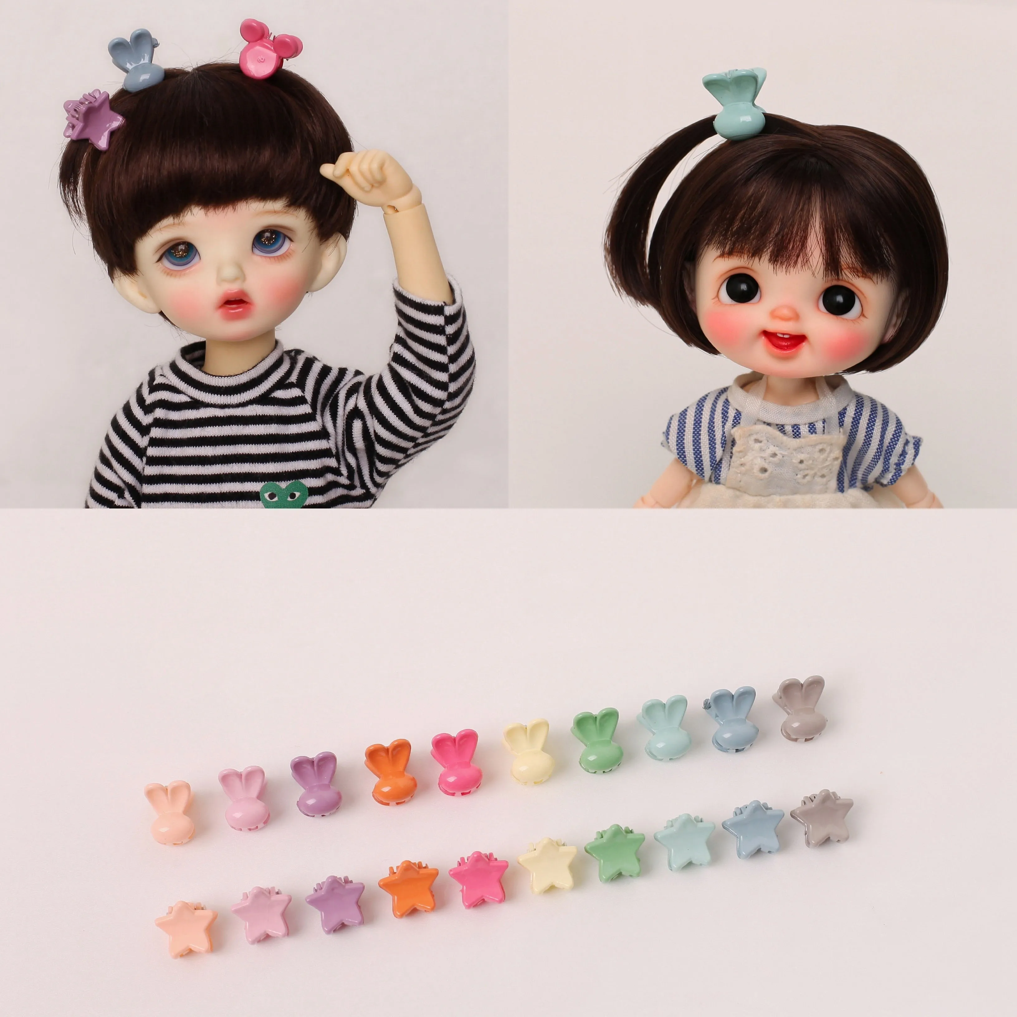 

10PC Random Color Doll Hairpin Heart Shape Candy Color Beautiful Cute Mini Hair Clip for BJD Blyth OB11 Wholesale Doll Accessor