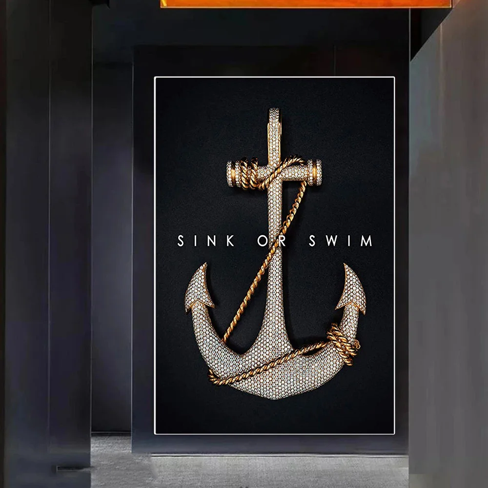 

Black Anchor Sink or Swim Posters And Prints For Living Room Nordic Canvas Painting Wall Art Pictures Home Decoration Cuadros