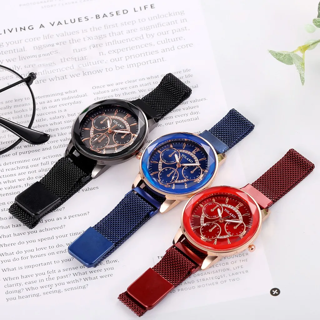 Мужские кварцевые наручные часы-браслет с кожаным сетчатым ремешком от YOLAKO