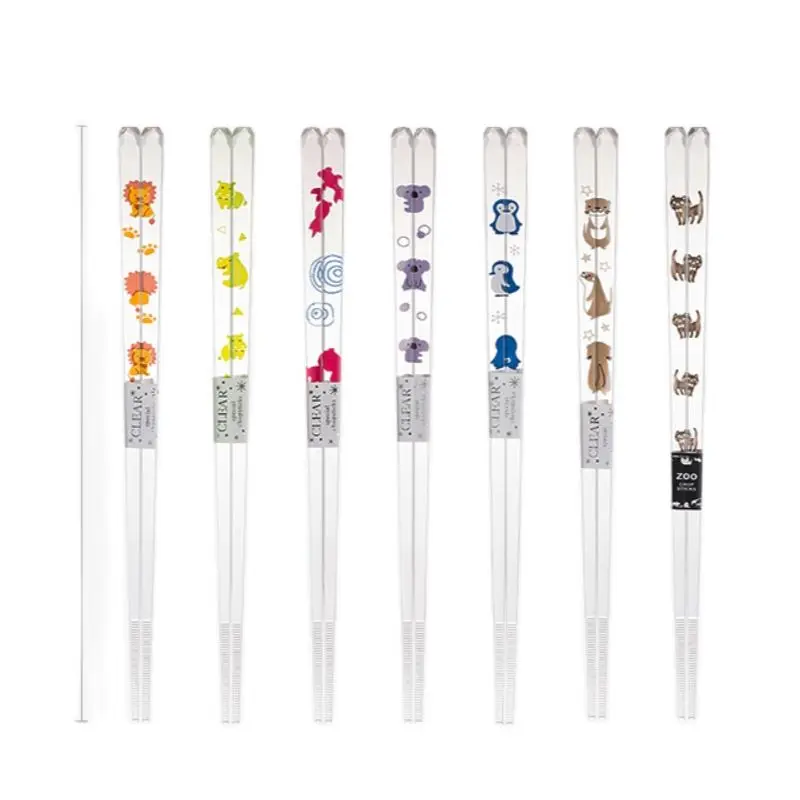 

1Pair Cartoon Animal Cute Printed Resin Pointed Chopsticks Dishwasher Available Chinese Cutlery Tableware Kitchen Bar Supplies