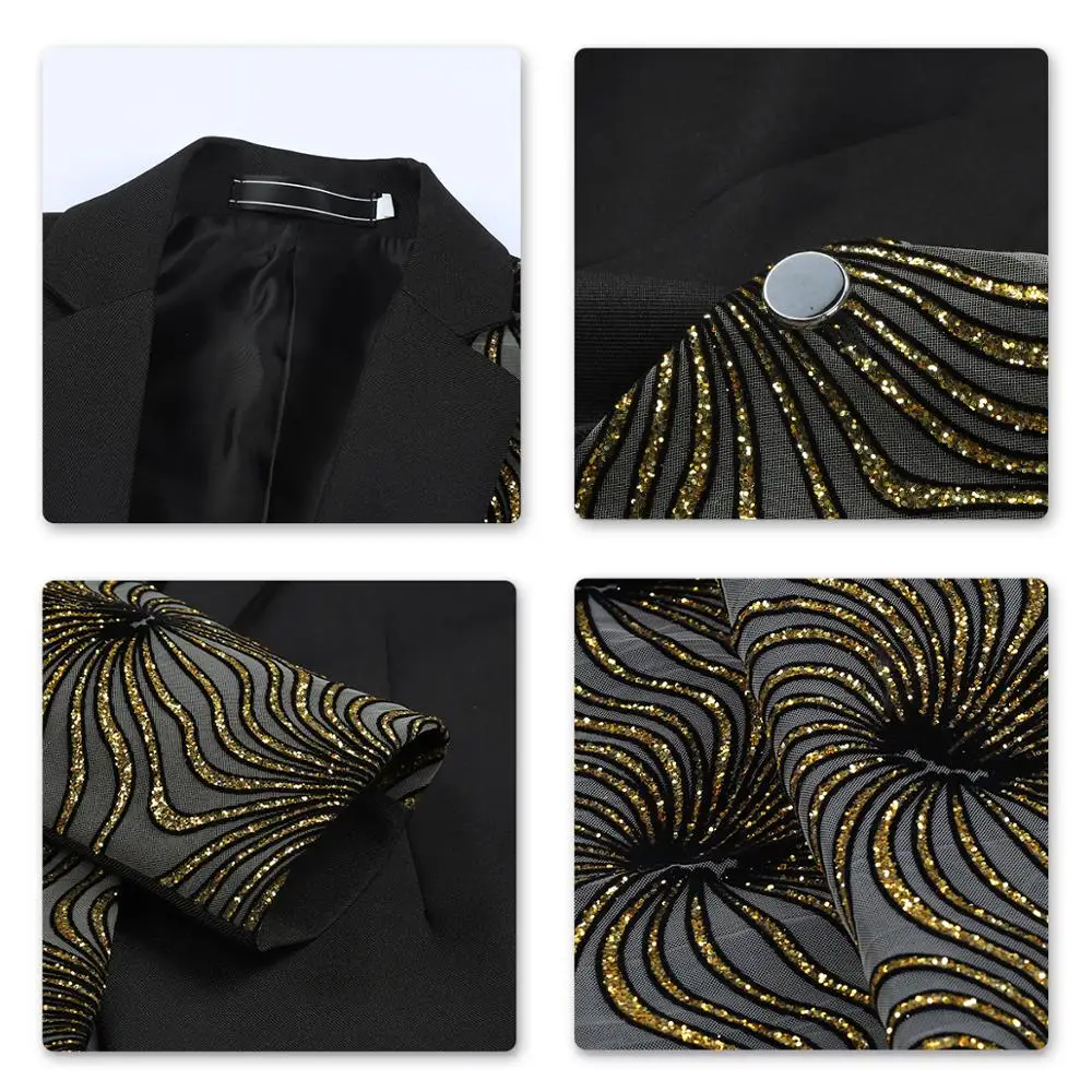 YUNCLOS однобортный сценический костюм с блестками мужской свадебный в стиле