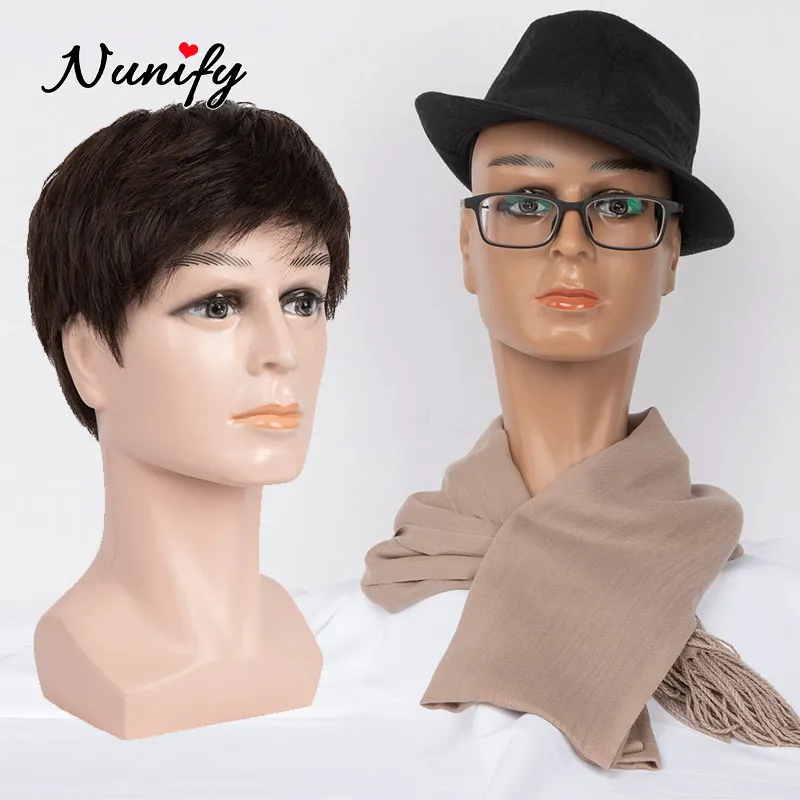 1Pcs Wholesale Price Men Male Mannequin Head For Short Wigs Display Black Beige Hair Head Stand Wig Hat Display Manikin Head