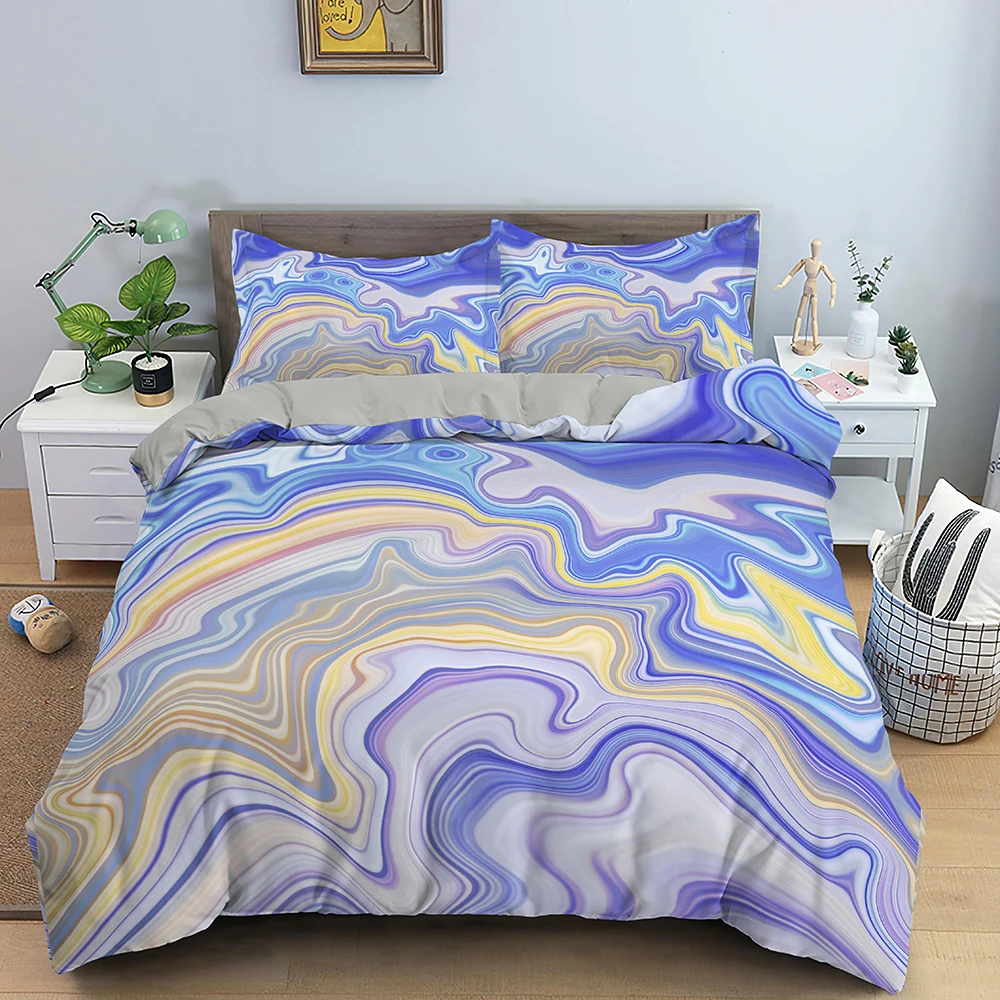 Мрамор пододеяльник набор радуга роскошный постельные принадлежности красочные
