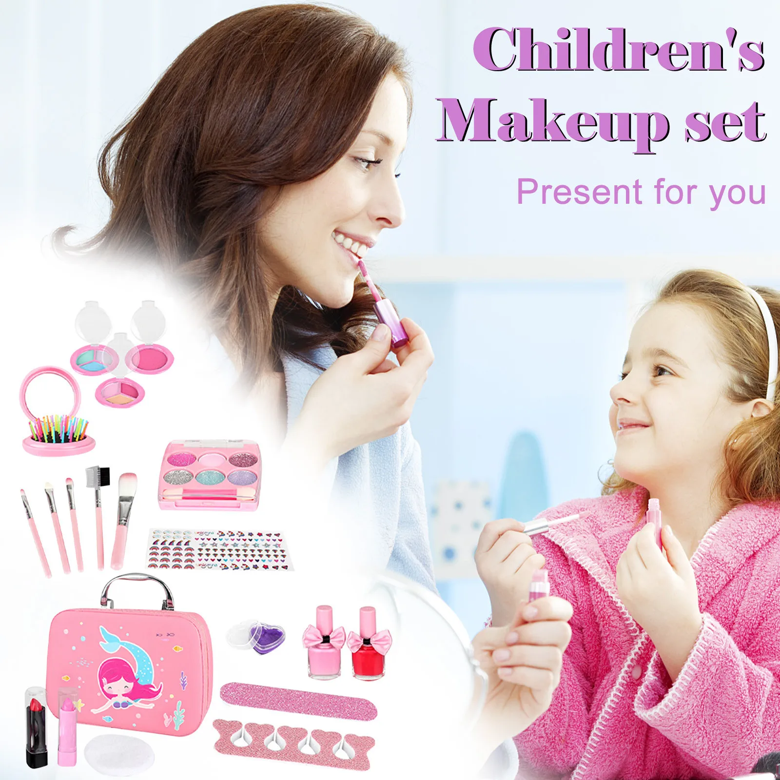 

Play House Set Washable Cosmetics Make Up Toys Kids Makeup Set Toys Beauty Mini Box Washable Real Children's Cosmetics Box 2021