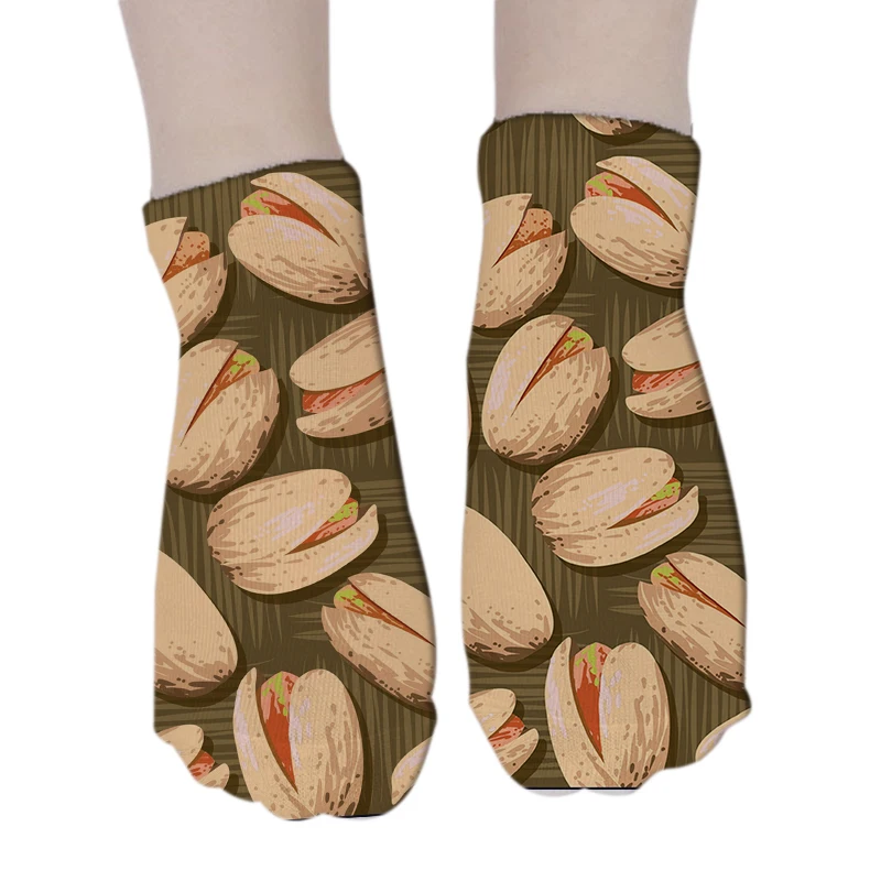 Женские короткие носки с 3D принтом летние до щиколотки рисунком кактуса ананаса