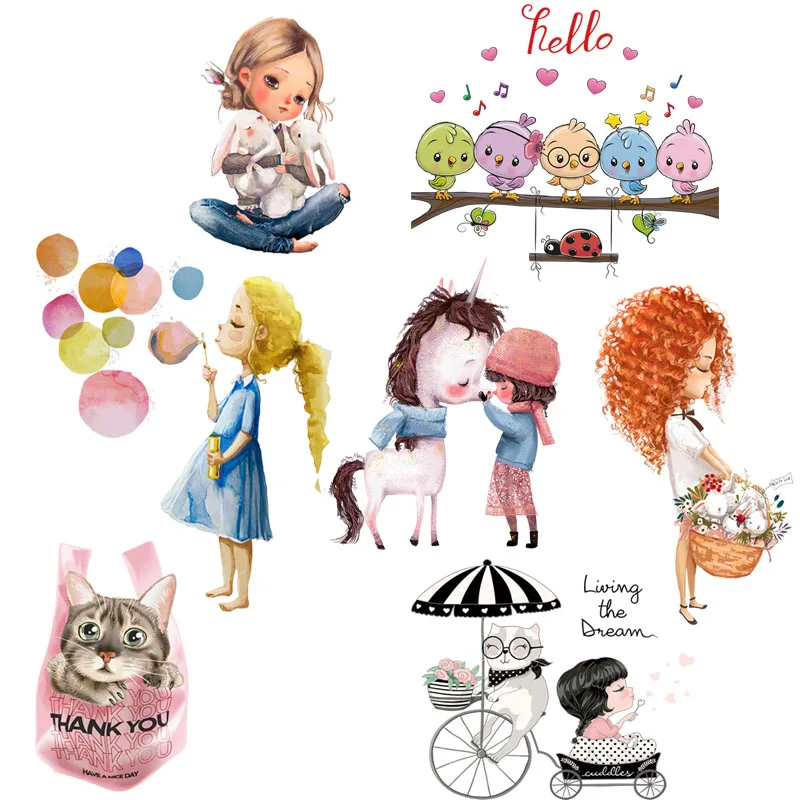 Термо Стикеры для одежды девочек с мультяшными рисунками стикеры утюжок