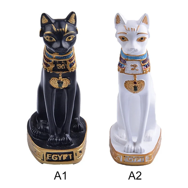 Мини-статуя кота из египетского смолы ручной резной Коллекционные Фигурки