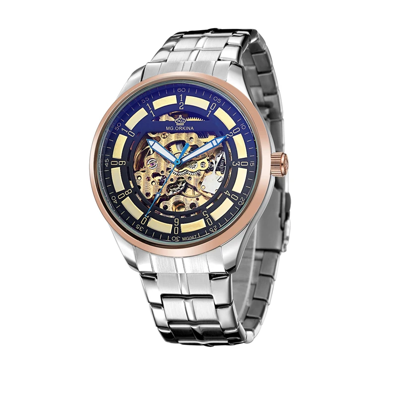 Часы мужские механические с большим циферблатом и кожаным ремешком | Наручные