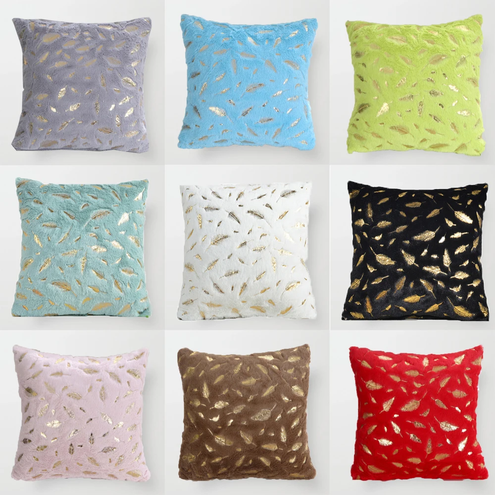 

12sty Plush Fabric Cushion Cover Decorative Fur Feather Pillowcase Home Bedroom Living Room Car Nordic Throw Pillow Cover 45x45
