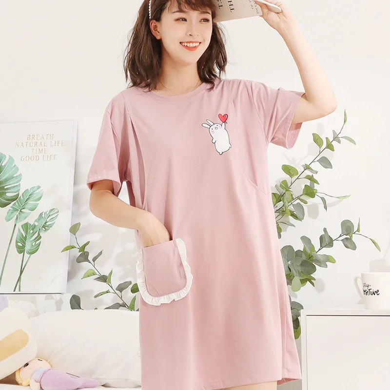 Summer Maternity Pajamas Breastfeeding Nursing Nightwear for Pregnant Nightdress Woman Sleepwear Dress | Мать и ребенок