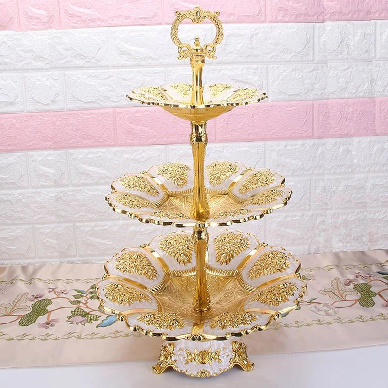 Европейская Золотая подставка для торта роскошная металлическая пластина