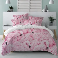 flamingo modern pattern girls pink duvet cover set with pillowcase marble bedding set double full queen king size 220x240