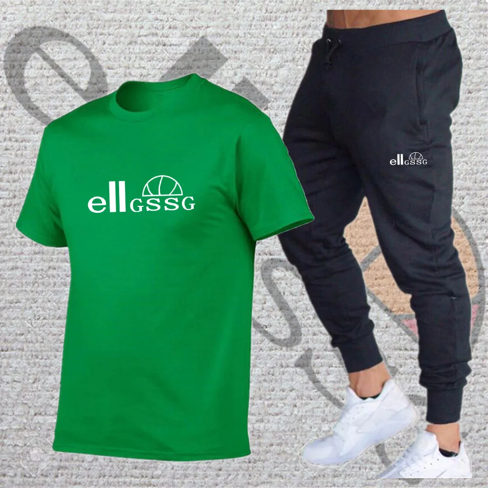 

Spring and Summer Men's Casual Sportswear Short-sleeved T-shirts Men's Track Suit Sportswear GYM Training Pants Brand Men's 2pcs