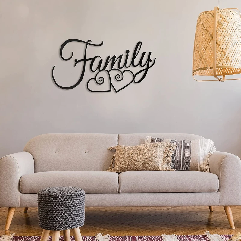 

Metal Family Wall Art Decor Double Love Heart Wrought Iron Hanging Ornament for Home Bedroom Living Room Office Decor
