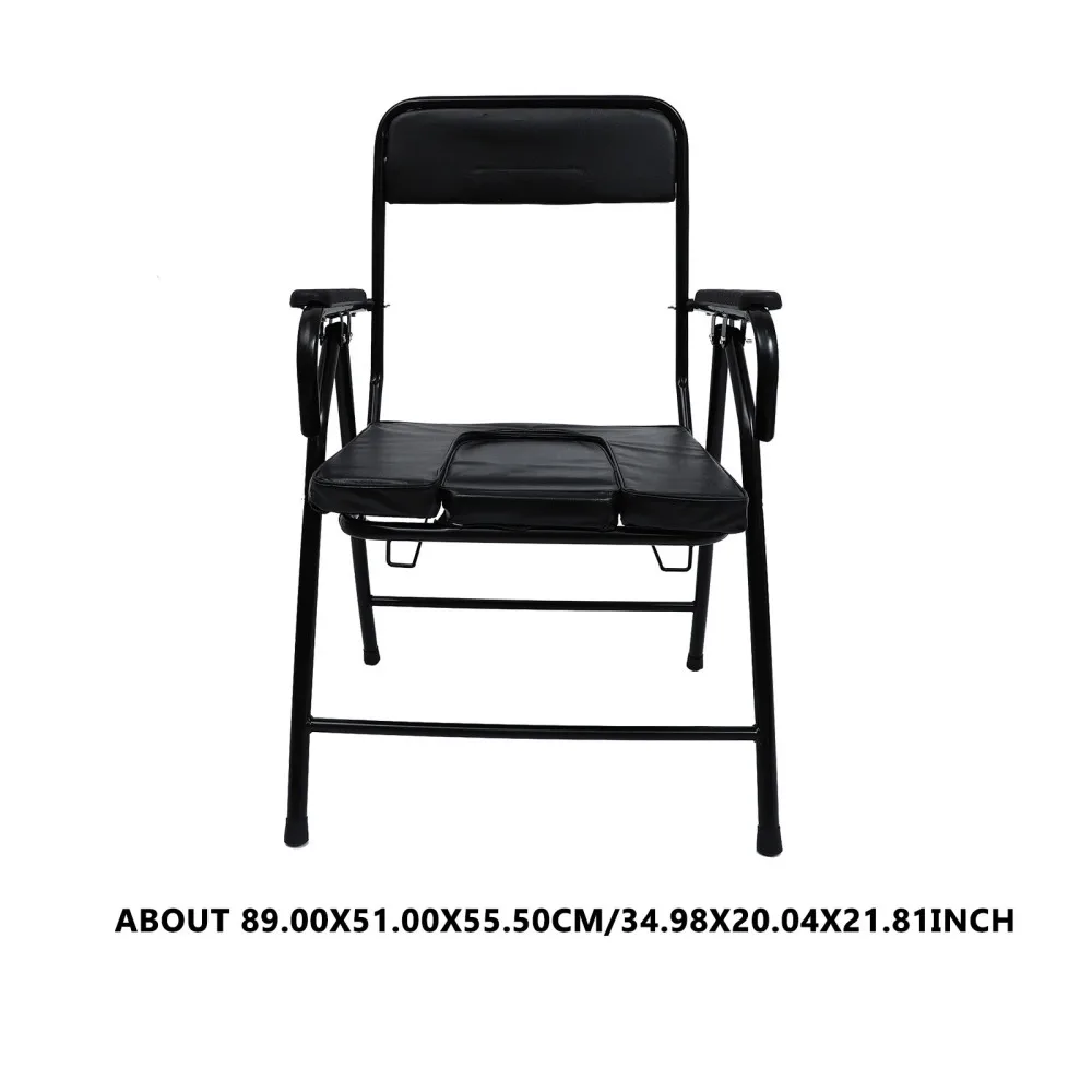 

1pc Folding Potty Chair Backseat Potty Stool Commode Chair for Elderly (Black)