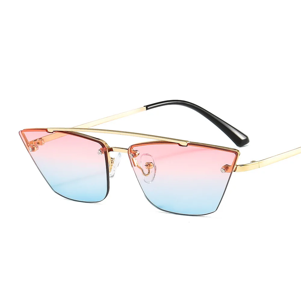 

Free shipping cat eye shape metal double beam men's and women's fashion sunglasses color personalized Sunglasses